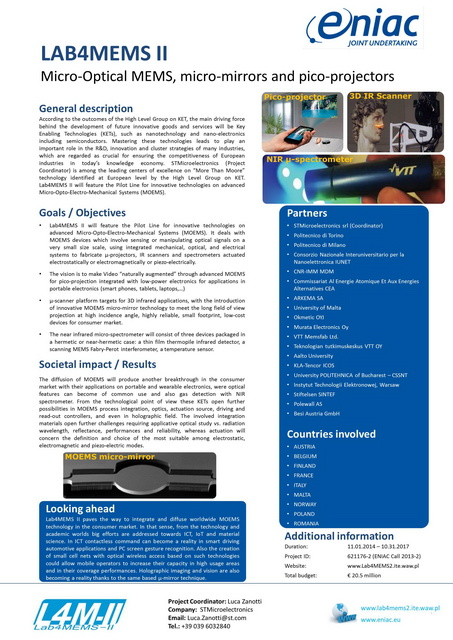 Lab4MEMS II poster for European Nanoelectronic Forum 2015